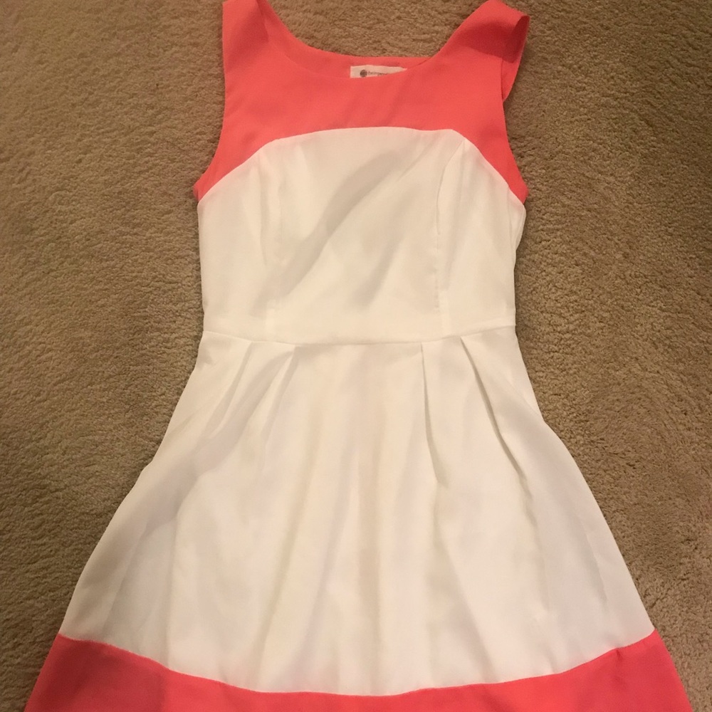 Impeccable Pig open back salmon and white dress